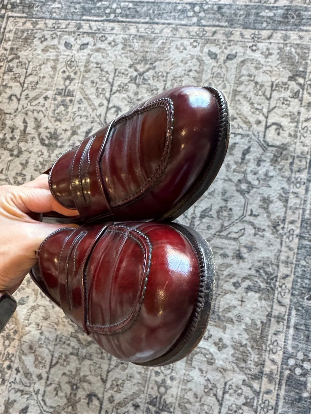 Salvatore Ferragamo Oxblood Leather Penny Loafers Men's Size 8.5 Burgundy Luxur